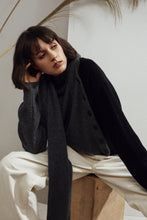 Load image into Gallery viewer, Alaska Draped Scarf Yak Cashmere-blend Sweater Charcoal/Black| 22 Factor | ECO-LUXE knitwear