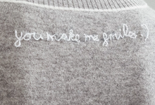 Load image into Gallery viewer, Personalized Paloma Embroidered Cashmere Sweater Grey/Ivory
