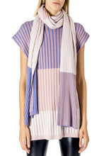 Load image into Gallery viewer, 22 Factor | Block Stripe Shawl Scarf in Beige/ Purple | The R Collective