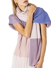 Load image into Gallery viewer, 22 Factor | Block Stripe Shawl Scarf in Beige/ Purple | The R Collective