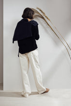 Load image into Gallery viewer, Alaska Draped Scarf Yak Cashmere-blend Sweater Navy/Black| 22 Factor | ECO-LUXE knitwear