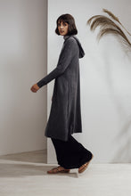 Load image into Gallery viewer, North Hooded Yak Cashmere-blend Dress Charcoal| 22 Factor | ECO-LUXE knitwear