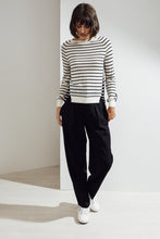 Load image into Gallery viewer, Nieva Intarsia Feather Cashmere Top Ivory / Black | 22 Factor | ECO-LUXE knitwear