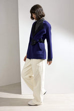 Load image into Gallery viewer, Alda Reversible Double-faced Cashmere Wrap Coat Blue/Dark Grey