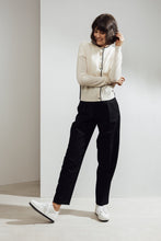 Load image into Gallery viewer, Garnet Embroidered Cashmere Cardigan White/Black | 22 Factor | ECO-LUXE knitwear