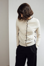 Load image into Gallery viewer, Garnet Embroidered Cashmere Cardigan White/Black | 22 Factor | ECO-LUXE knitwear