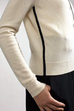 Load image into Gallery viewer, Personalized Garnet Embroidered Cashmere Cardigan White/Black