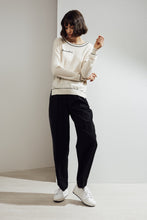 Load image into Gallery viewer, Paloma Embroidered Cashmere Sweater White/Black| 22 Factor | ECO-LUXE knitwear