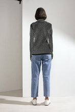 Load image into Gallery viewer, Ember Striped Feather Cashmere Top Black/Ivory | 22 Factor | ECO-LUXE knitwear