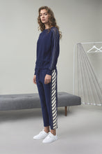 Load image into Gallery viewer, Brizo Até Mesh Sleeve Panel Sweater Navy | 22 Factor | ECO-LUXE knitwear