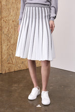 Load image into Gallery viewer, Ellen Two Tone Radiant Knitted Skirt Grey x Ivory Stripes | 22 Factor | ECO-LUXE knitwear