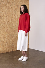 Load image into Gallery viewer, Selene Cashmere Back Twist Pullover Red | 22 Factor | ECO-LUXE knitwear