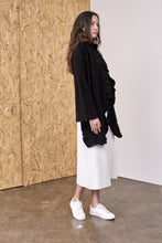 Load image into Gallery viewer, Chloe Bouclé-Tweed Frill Scarf Black | 22 Factor | ECO-LUXE knitwear