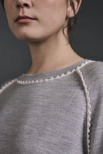 Load image into Gallery viewer, Rhea Crochet Trim Top Grey | 22 Factor | ECO-LUXE knitwear