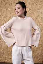 Load image into Gallery viewer, Hestia Flared Sleeve Cropped Top Champagne Pink | 22 Factor | ECO-LUXE knitwear