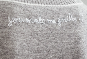 Personalized Paloma Embroidered Cashmere Sweater Grey/Ivory