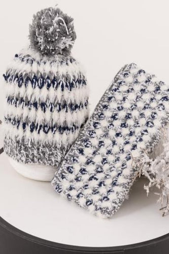 22 Factor | Ciao Crochet Beanie & Clutch Grey Blue Gift Set