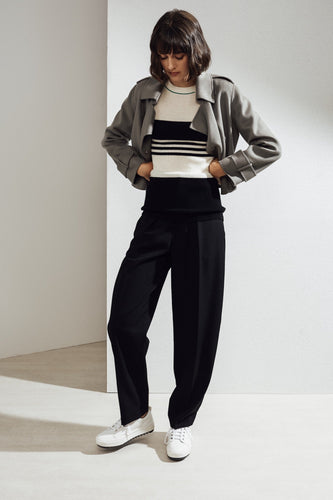 Aria Double-face Cashmere Double Breasted Military Coat Grey| 22 Factor | ECO-LUXE knitwear 