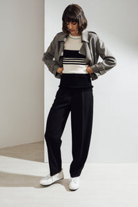 Aria Double-face Cashmere Double Breasted Military Coat Grey| 22 Factor | ECO-LUXE knitwear 