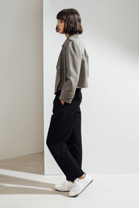 Aria Double-face Cashmere Double Breasted Military Coat Grey| 22 Factor | ECO-LUXE knitwear 