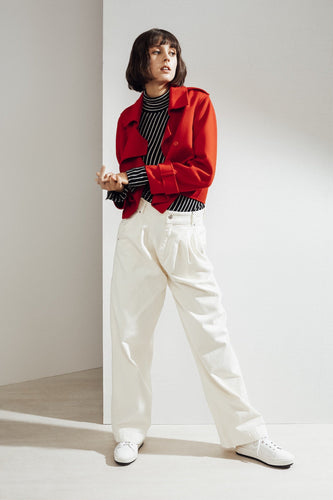 Aria Double-face Cashmere Double Breasted Military Coat Red| 22 Factor | ECO-LUXE knitwear 