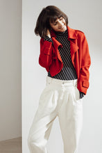 Load image into Gallery viewer, Aria Double-face Cashmere Double Breasted Military Coat Red| 22 Factor | ECO-LUXE knitwear 
