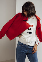 Load image into Gallery viewer, Aria Double-face Cashmere Double Breasted Military Coat Red| 22 Factor | ECO-LUXE knitwear 
