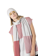 Load image into Gallery viewer, Block Stripe Shawl Scarf in Red/ Grey
