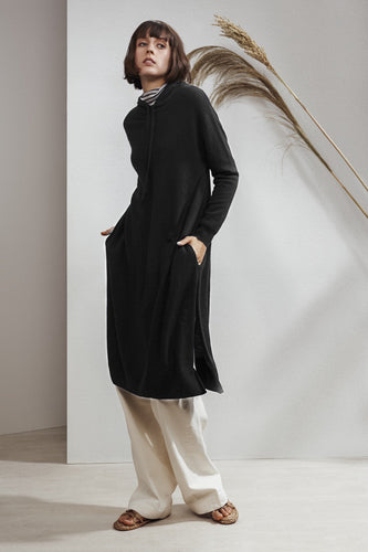 North Hooded Yak Cashmere-blend Dress Black| 22 Factor | ECO-LUXE knitwear 