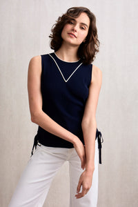 Idalia Ribbed Top Navy