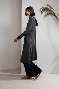 North Hooded Yak Cashmere-blend Dress Charcoal| 22 Factor | ECO-LUXE knitwear 