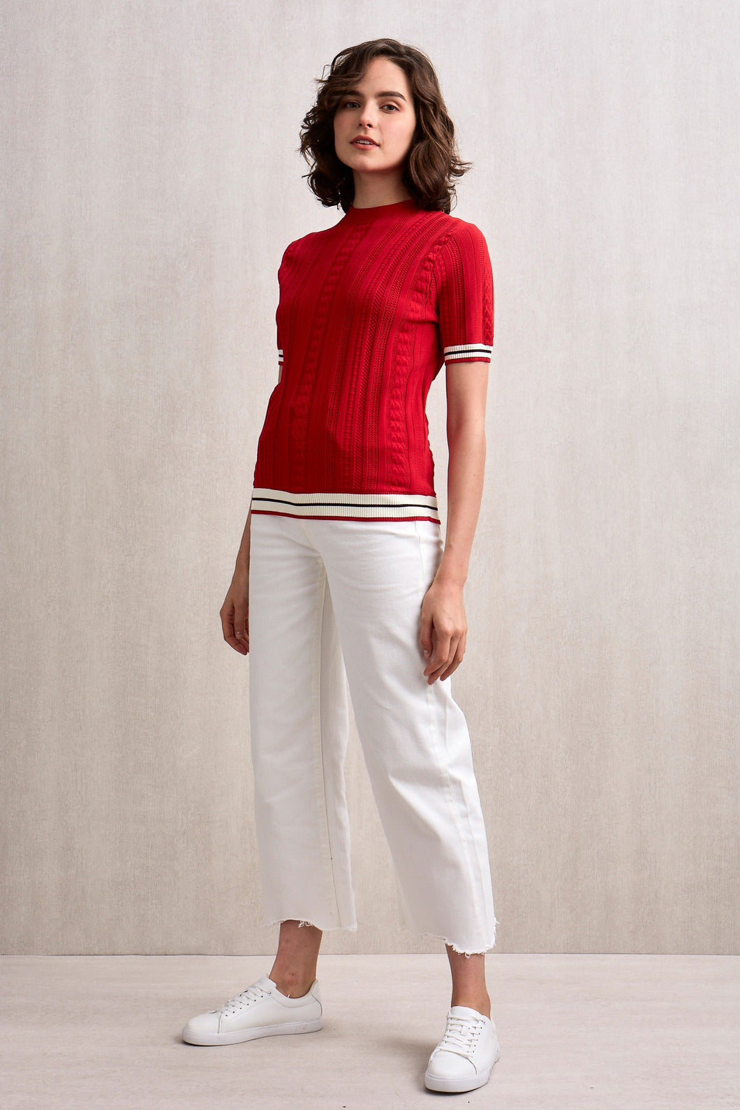 Kyra Short Sleeve Knit Top Red