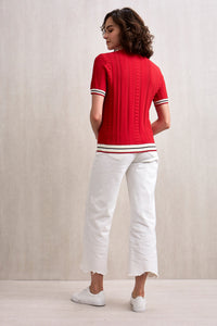 Kyra Short Sleeve Knit Top Red