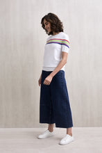 Load image into Gallery viewer, Rainbow Striped Short Sleeve Top White | 22 Factor
