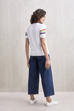 Load image into Gallery viewer, Rainbow Striped Short Sleeve Top White | 22 Factor
