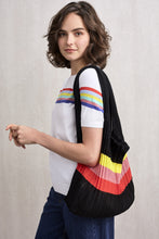 Load image into Gallery viewer, Rainbow Striped Knitted Tote Black | 22 Factor
