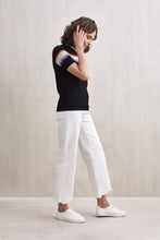 Load image into Gallery viewer, Rainbow Striped Short Sleeve Top Black | 22 Factor
