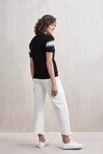 Load image into Gallery viewer, Rainbow Striped Short Sleeve Top Black | 22 Factor
