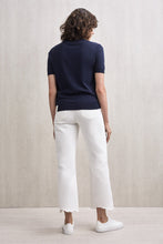 Load image into Gallery viewer, Rain Or Shine Short Sleeve Knit Top Navy
