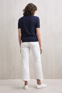 Rain Or Shine Short Sleeve Knit Top Navy