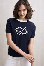 Load image into Gallery viewer, Rain Or Shine Short Sleeve Knit Top Navy
