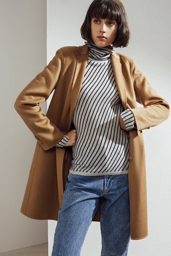 Sophie Double-face Cashmere Tailored Coat Camel| 22 Factor | ECO-LUXE knitwear 