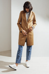 Sophie Double-face Cashmere Tailored Coat Camel| 22 Factor | ECO-LUXE knitwear 