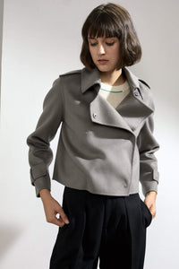 Aria Double-faced Cashmere Double Breasted Military Coat Grey