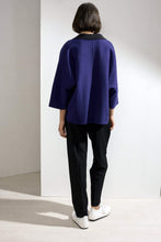 Load image into Gallery viewer, Haley Double-faced Cashmere Wrap Coat Blue/Dark Grey
