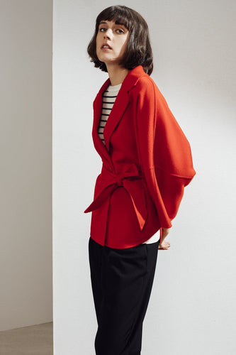 Haley Double-face Cashmere Wrap Coat Red| 22 Factor | ECO-LUXE knitwear 