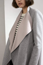 Load image into Gallery viewer, Claire Double-faced Cashmere Waterfall Coat Grey/Pink
