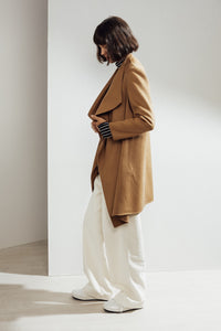 Claire Double-face Cashmere Waterfall Coat Camel| 22 Factor | ECO-LUXE knitwear 