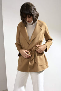 Alda Reversible Double-faced Cashmere Wrap Coat Camel