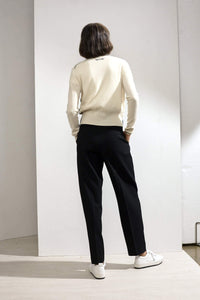 Personalized Garnet Embroidered Cashmere Cardigan White/Black